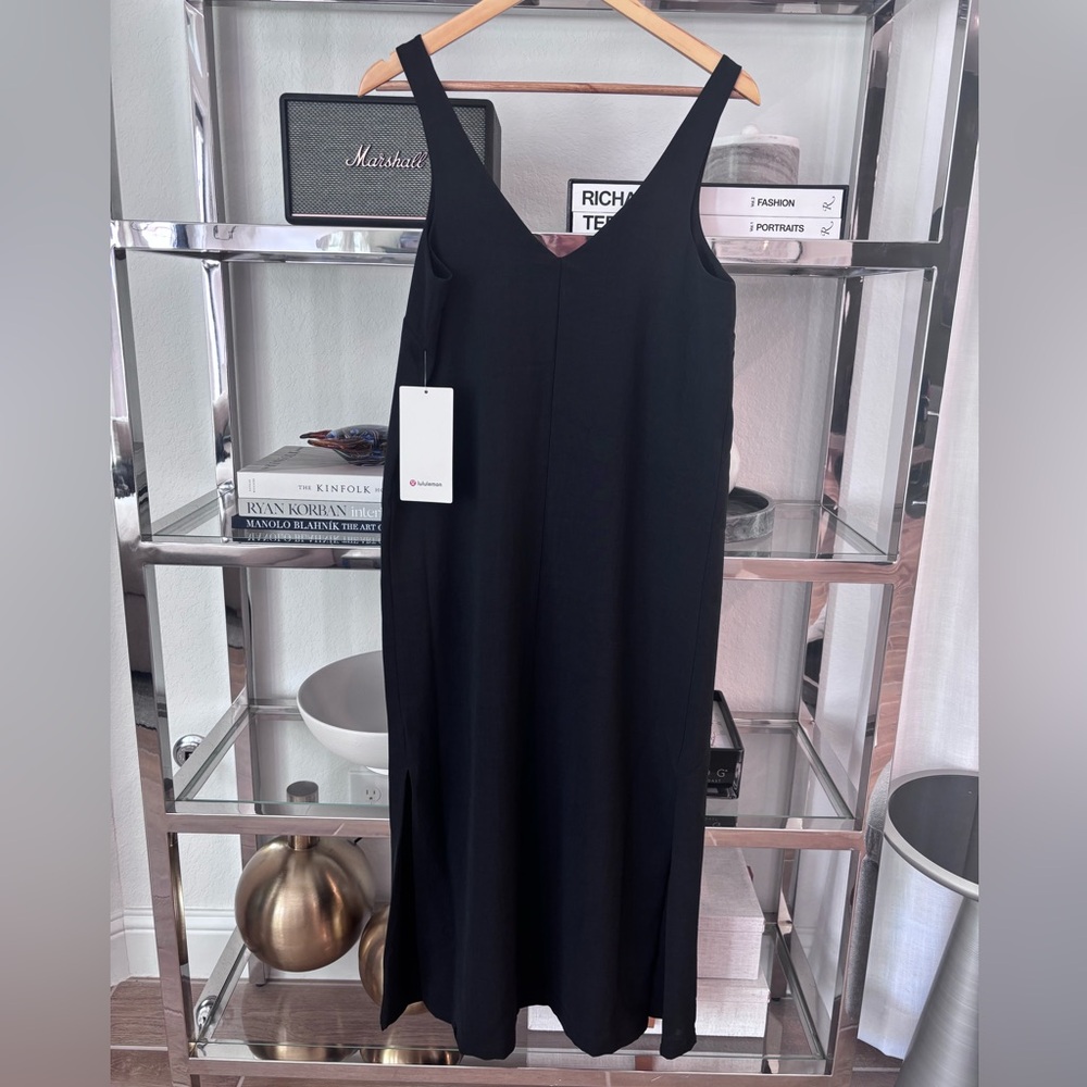 Lululemon V-Neck Midi Dress 6 Black NWT - Picture 5 of 7